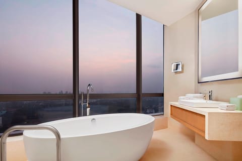Room, 1 King Bed, Lake View | Bathroom | Separate tub and shower, deep soaking tub, rainfall showerhead