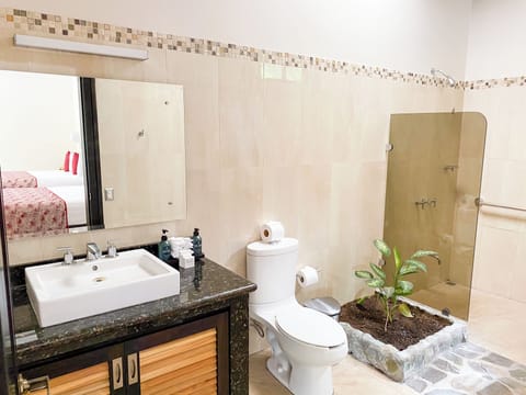 Chato Suite with Private Pool | Bathroom | Shower, rainfall showerhead, hair dryer, towels
