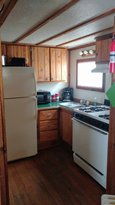 Cabin, Fireplace (Private Queen C40) | Private kitchenette | Microwave, coffee/tea maker