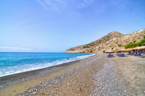 On the beach, scuba diving, water skiing