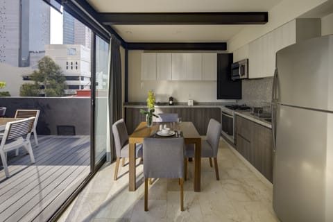 Presidential Suite | Private kitchen | Fridge, microwave, stovetop, espresso maker