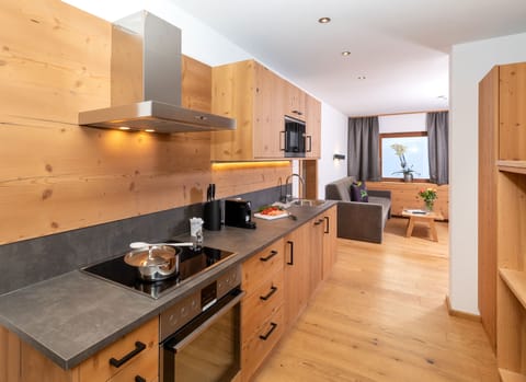Apartment, Kitchen (Morgentau-80€ Cleaning fee not incl) | Private kitchen | Fridge, highchair, cleaning supplies