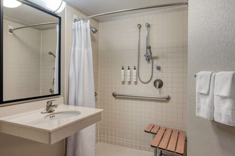 Suite, 1 King Bed with Sofa bed | Bathroom | Combined shower/tub, free toiletries, hair dryer, towels