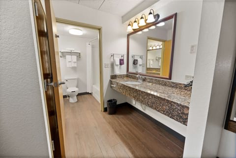 Suite, 1 King Bed, Non Smoking, Jetted Tub | Bathroom | Combined shower/tub, free toiletries, hair dryer, towels