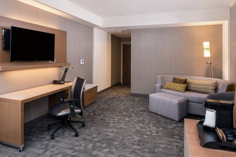 Suite, Multiple Beds | Living area | 39-inch Smart TV with satellite channels, TV, Netflix