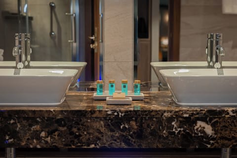 Junior Suite | Bathroom | Combined shower/tub, free toiletries, hair dryer, bathrobes