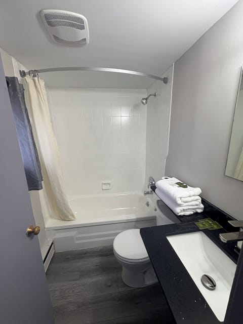 Standard Room, 1 King Bed | Bathroom | Combined shower/tub, rainfall showerhead, hair dryer, towels