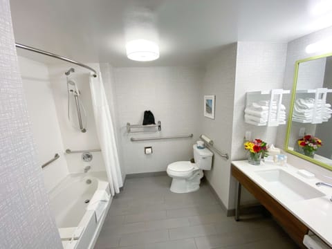 Room, 2 Queen Beds, Accessible | Bathroom | Combined shower/tub, free toiletries, hair dryer, towels
