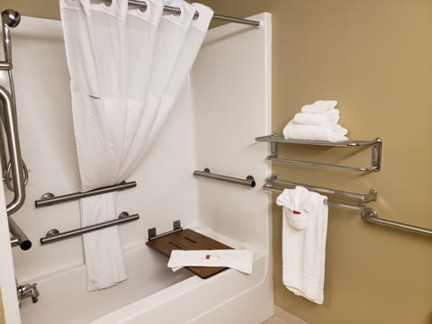 Combined shower/tub, free toiletries, hair dryer, towels