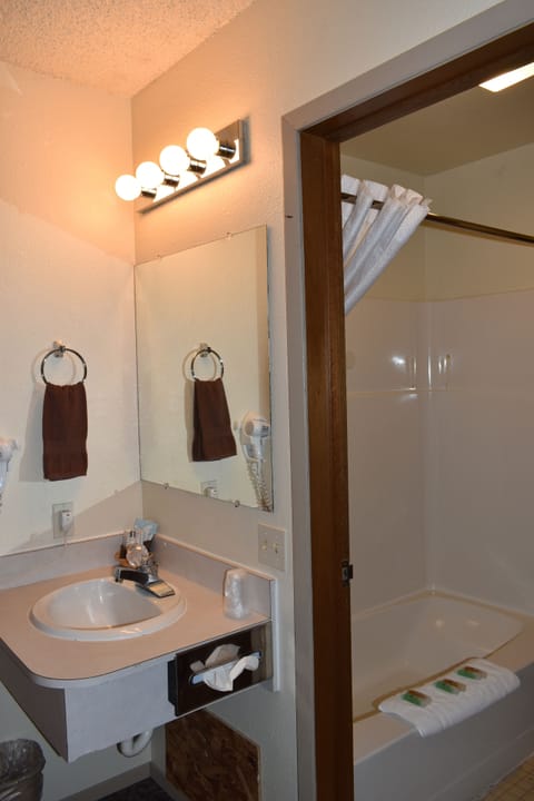 Standard Room, 1 Queen Bed | Bathroom | Combined shower/tub, free toiletries, hair dryer, towels