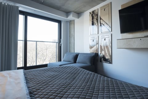 Comfort Room, 1 King Bed | Living area | LED TV, heated floors