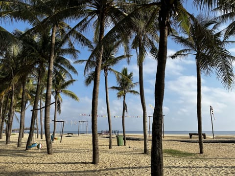 Beach nearby, beach umbrellas, beach towels