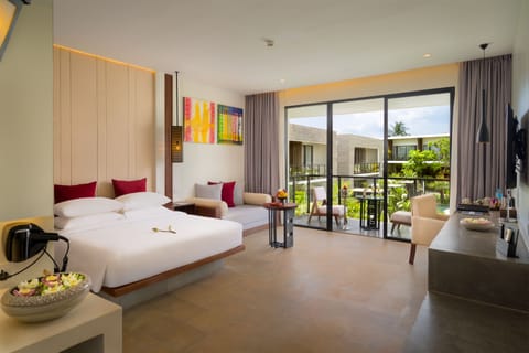 Junior Suite Double Pool View | Minibar, in-room safe, desk, laptop workspace