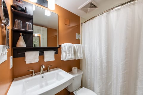Basic Room, 1 Queen Bed, Bathtub (Lock # 9) | Bathroom | Free toiletries, hair dryer, towels, soap