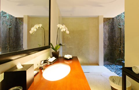 Villa, 2 Bedrooms, Private Pool | Bathroom | Separate tub and shower, rainfall showerhead, free toiletries