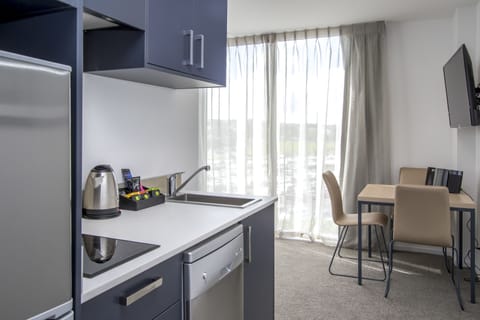 Fridge, microwave, stovetop, dishwasher