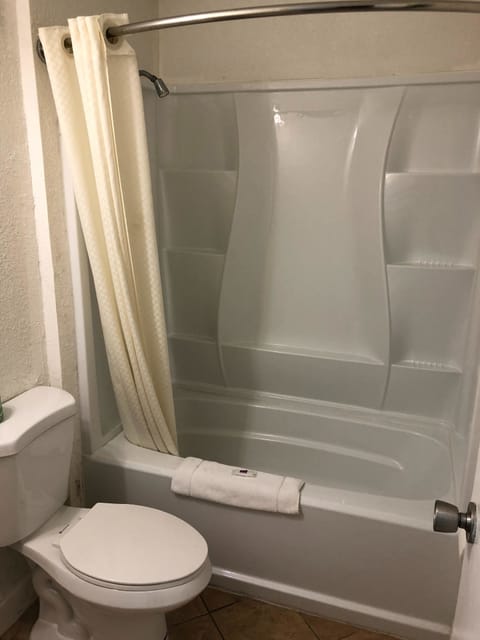Standard Room, 2 Double Beds, Smoking | Bathroom | Shower, towels
