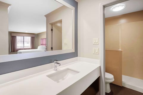 Standard Room, 2 Queen Beds, Non Smoking, Refrigerator & Microwave | Bathroom | Combined shower/tub, free toiletries, hair dryer, towels