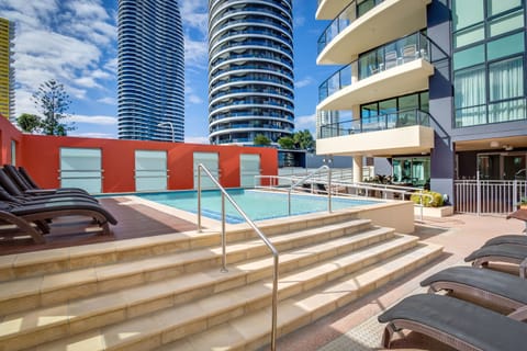 Outdoor pool, sun loungers