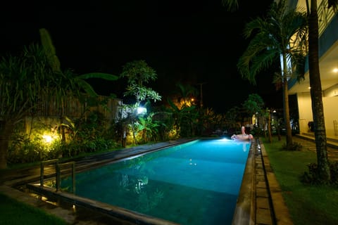 Outdoor pool, sun loungers