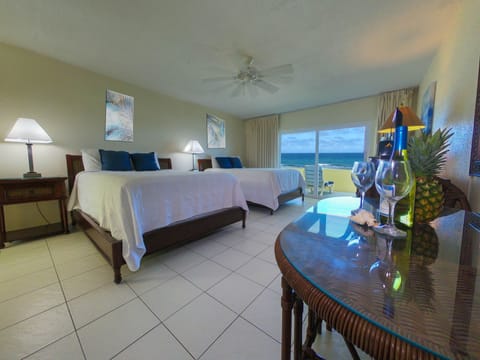 Room, 2 Queen Beds, Beachfront | Premium bedding, laptop workspace, blackout drapes, iron/ironing board