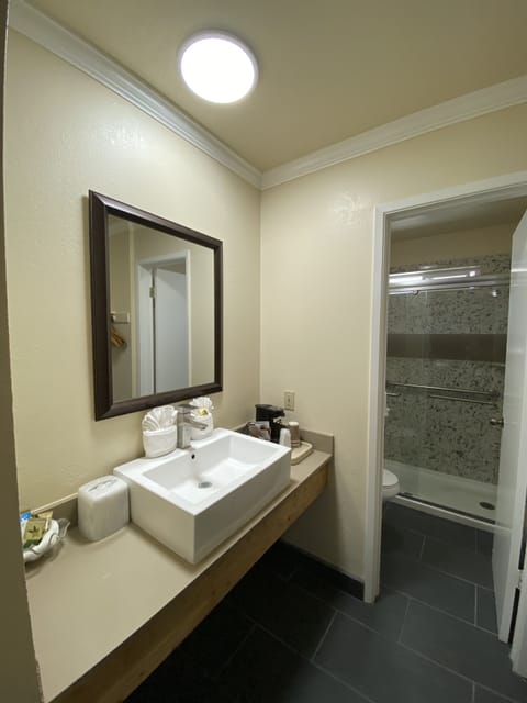 Standard Room, 2 Queen Beds | Bathroom | Shower, hair dryer, towels