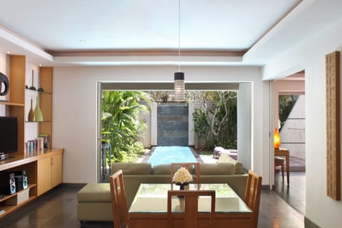Villa, 1 Bedroom, Private Pool | Living area | 32-inch LCD TV with cable channels, TV, DVD player
