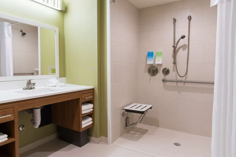 Suite, 1 King Bed, Accessible, Non Smoking (Mobility & Hearing, Roll-in Shower) | Bathroom shower