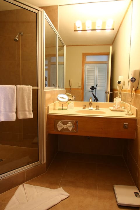 Standard Room, 1 King Bed, Non Smoking | Bathroom | Shower, free toiletries, hair dryer, towels