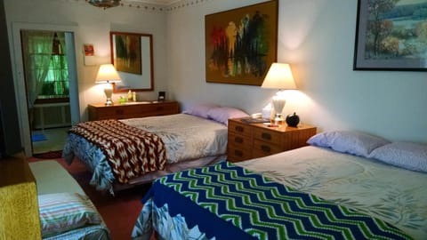 Double Room, 2 Queen Beds, Private Bathroom (Landscape) | Down comforters, blackout drapes, iron/ironing board, free WiFi