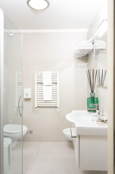 Shower, hair dryer, slippers, bidet