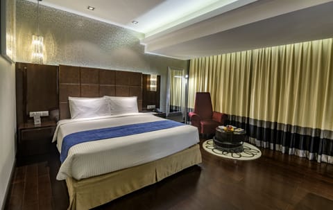 Executive Double Room, City View | Premium bedding, minibar, in-room safe, individually decorated