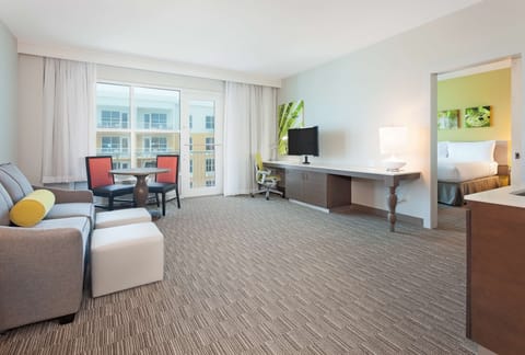 Suite, 1 King Bed, Pool/Gulf View | Living area | LCD TV