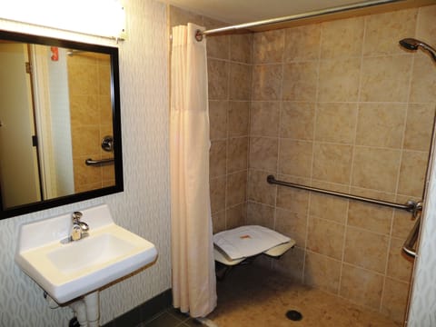 Room, 1 Twin Bed, Accessible (Mobility) | Bathroom | Combined shower/tub, free toiletries, hair dryer, towels