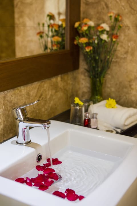 Standard Double Room | Bathroom | Combined shower/tub, deep soaking tub, free toiletries, hair dryer