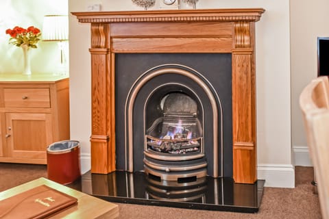 Luxury Apartment, 1 Bedroom | Living area | 32-inch flat-screen TV with satellite channels, Smart TV, fireplace