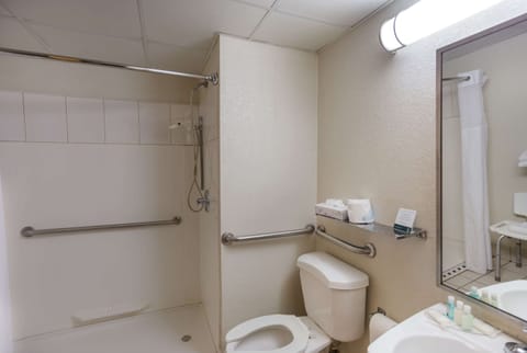 Room, 2 Queen Beds, Accessible, Non Smoking | Bathroom | Combined shower/tub, rainfall showerhead, hair dryer, towels