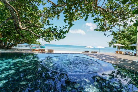 On the beach, white sand, free beach shuttle, sun loungers