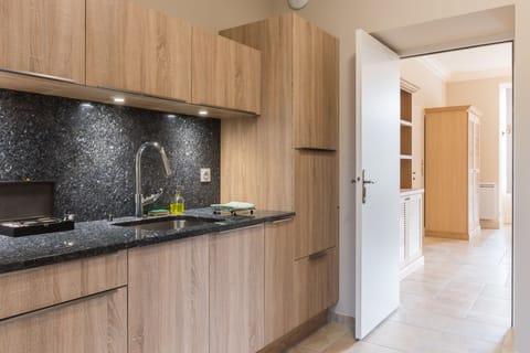 Premium Suite | Private kitchen | Fridge, microwave, coffee/tea maker