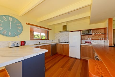 Panoramic House, 3 Bedrooms, Ocean View, Beachfront | Private kitchen | Full-size fridge, microwave, oven, stovetop