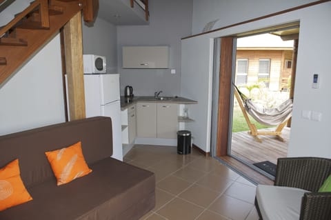 Bungalow, 2 Bedrooms, Terrace, Garden View | Private kitchen | Fridge, microwave, coffee/tea maker