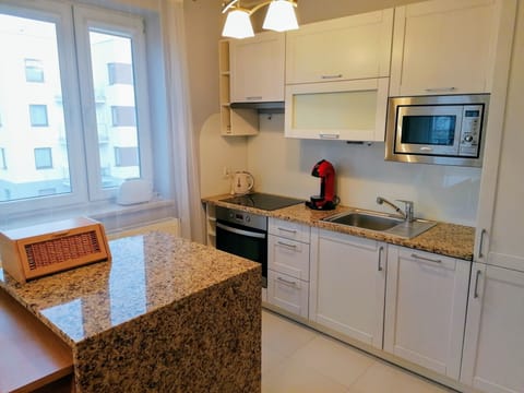 Apartment, 1 Bedroom, Balcony | Private kitchen | Fridge, stovetop, espresso maker, electric kettle