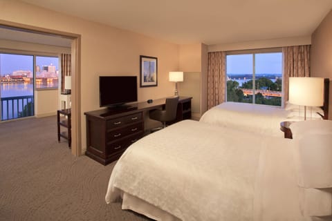 Club Suite, 2 Double Beds, River View | Premium bedding, down comforters, in-room safe, desk