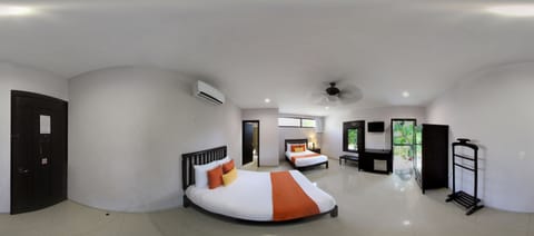 Deluxe Double Room, 2 Double Beds, Balcony, Pool View | Premium bedding, pillowtop beds, minibar, blackout drapes