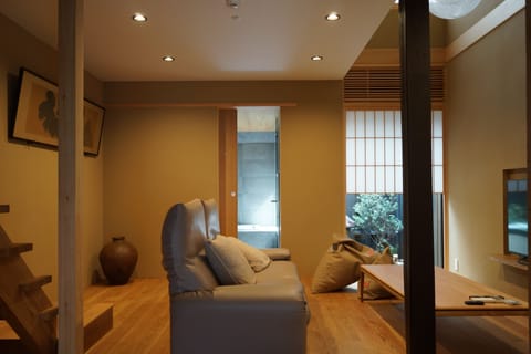 Kyoto Machiya Entire House | Living room | 49-inch LCD TV with digital channels, TV