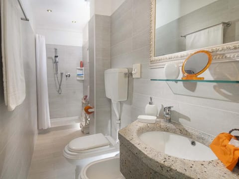 Shower, free toiletries, hair dryer, bidet