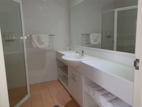 Family Room | Bathroom | Shower, free toiletries, hair dryer, towels