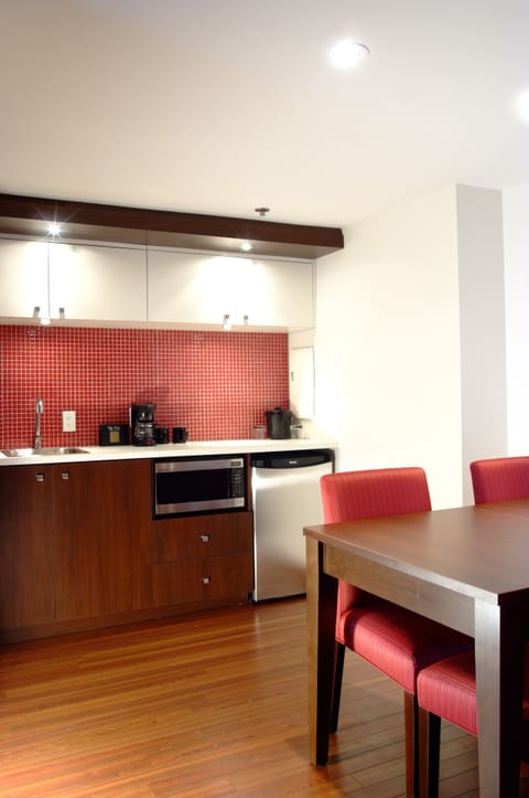 Suite, 1 Bedroom | Private kitchen | Fridge, microwave, coffee/tea maker