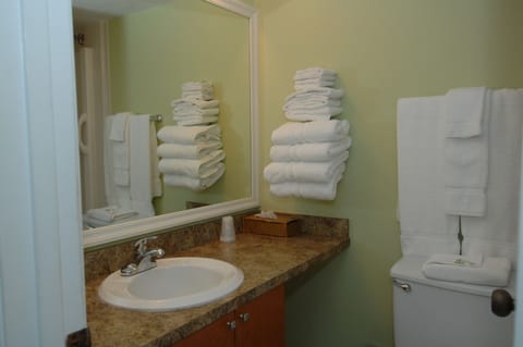 One-Bedroom Suite | Bathroom | Combined shower/tub, deep soaking tub, free toiletries, hair dryer