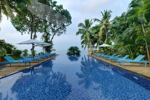 Outdoor pool, pool umbrellas